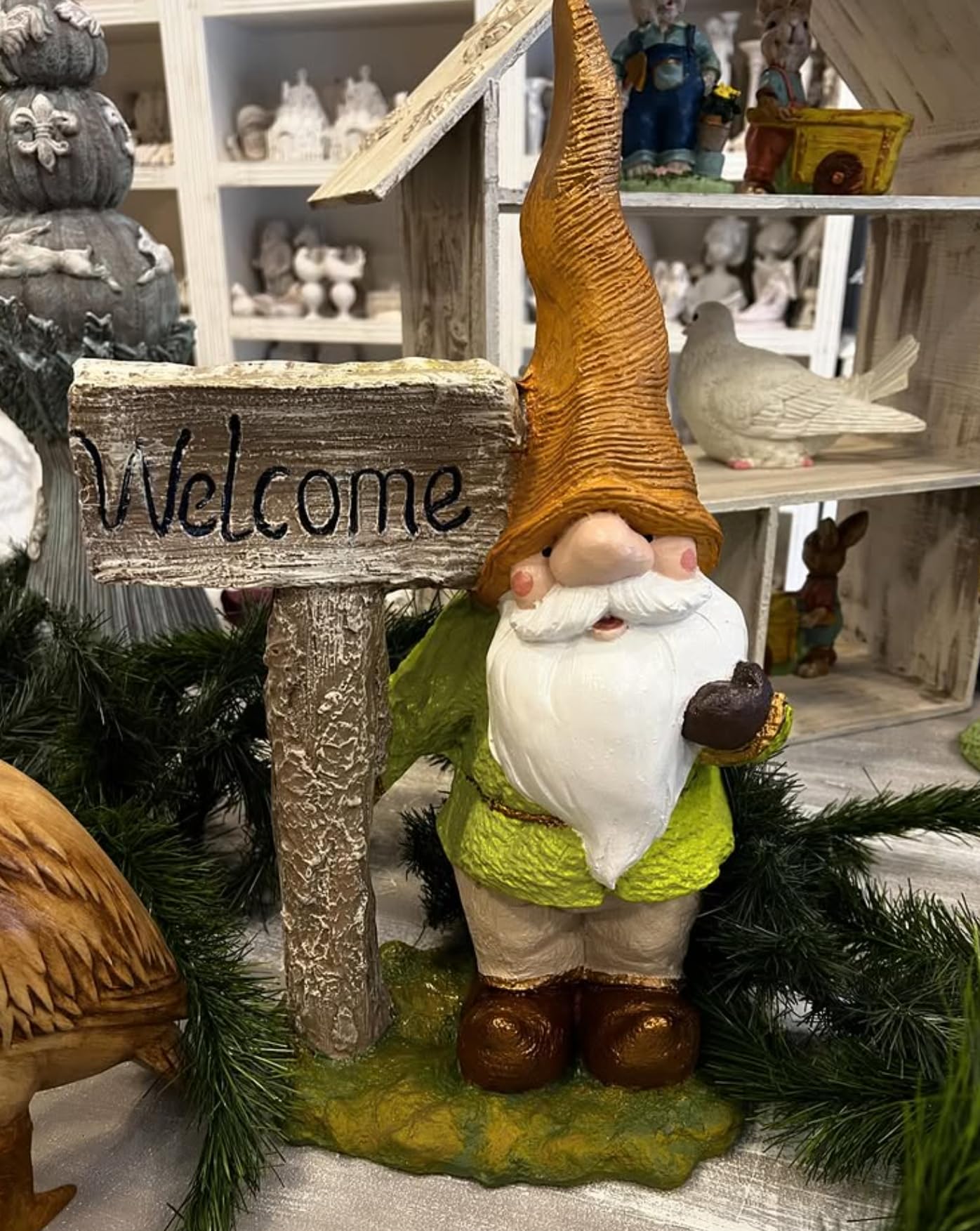 Large Garden Gnome Welcome Sign for Outdoor Decor, Garden Gnome Statue, Welcome Sign Gnome, Porch Welcome Gnome, Cute Gnome Statue