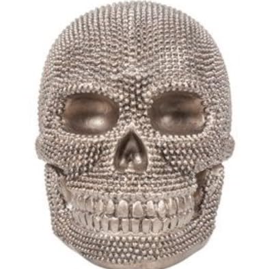 Skull Sculpture with Textured Detail, Gothic Polyester Skull Decor, Skull Decor for Shelves, Textured Surface Skull Decor, Skull Statue, Skull Sculpture, Skull Decor, Skull Objects