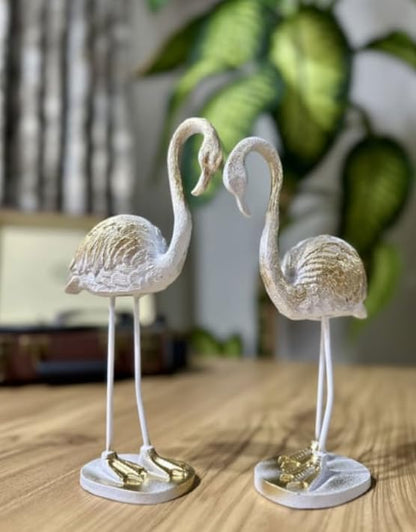 Flamingo Figurine Set, Polyester Flamingo Sculpture, flamingo Figurine, Polyester Flamingo Statue, Flamingo Decor, Handmade Flamingo Art