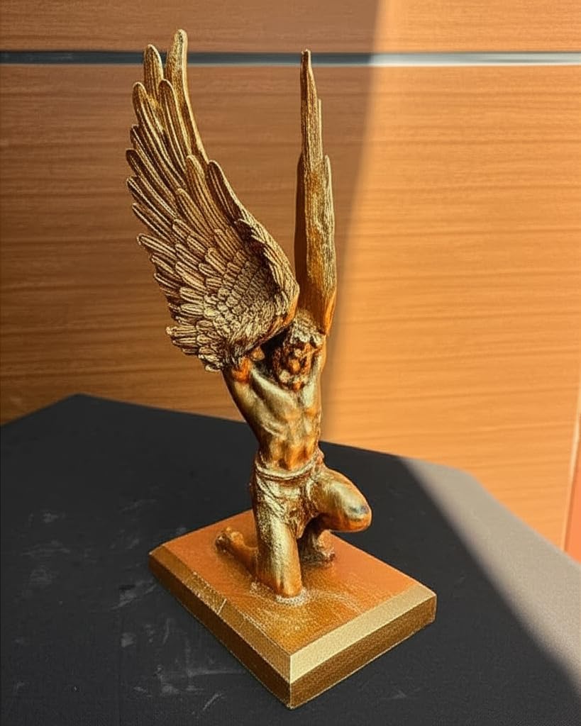 Geflügelte Atlas-Statue, Geflügelte Atlas-Skulptur, Geflügelte Atlas-Büste, Polyester-Geflügelte Atlas-Statue, handgemachte Atlas-Statue mit Flügeln