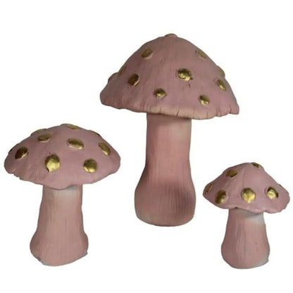 Set of 3 Red Toadstool Mushroom Statues, Mushroom Garden Decor, Toadstool Statue, Mushroom House Decor, Outdoor Mushroom Art, Mushroom Decor