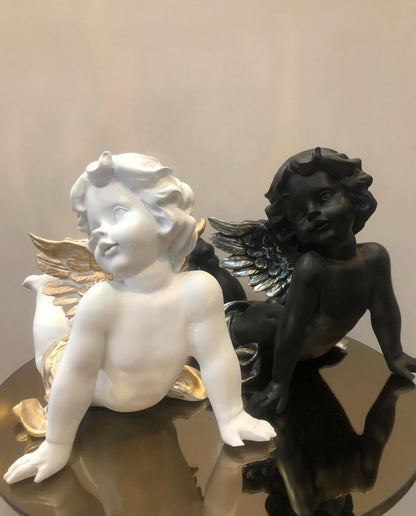 Reclining Angel Statue, Elegant Decorative Cherub Figurine, Reclining Angel Decor, Handmade Reclining Angel Figurine, Elegant Angel Decor, Reclining Angel Sculpture, Reclining Angel Object
