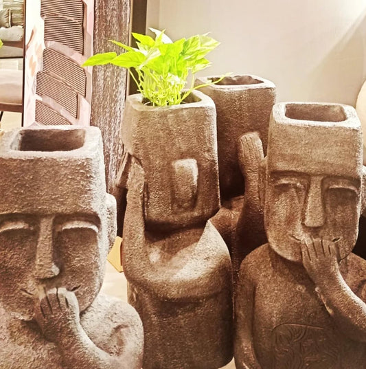 See No Evil Hear No Evil Speak No Evil Planters, See No Evil Statue, Hear No Evil Figure, Speak No Evil Statue, Garden Pots, Garden Planters, Garden Moai Statue
