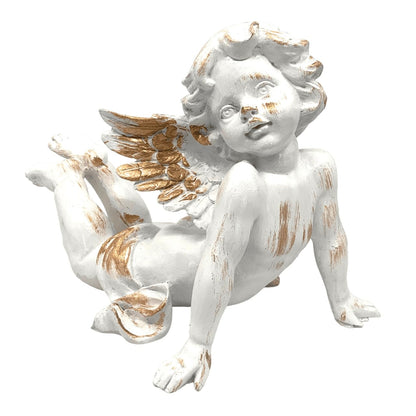 Reclining Angel Statue, Elegant Decorative Cherub Figurine, Reclining Angel Decor, Handmade Reclining Angel Figurine, Elegant Angel Decor, Reclining Angel Sculpture, Reclining Angel Object