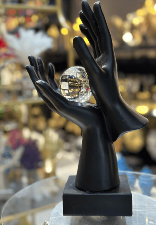 Hands Crystal Ball Sculpture, Elegant Hand Statue with Crystal Sphere, Hands Sculpture, Crystal Ball Statue, Mystical Home Decor, Ball Decor, Crystal Ball Decor, Crystal Ball Sculpture