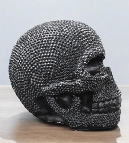 Skull Sculpture with Textured Detail, Gothic Polyester Skull Decor, Skull Decor for Shelves, Textured Surface Skull Decor, Skull Statue, Skull Sculpture, Skull Decor, Skull Objects