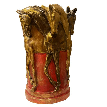 Horse Themed Vase, Gift For Horse Lovers, Decorative Vase With Horses, Horse Motif Decor, Horse Flowerpot, Horse Statue Vase, Horse Vase