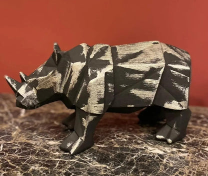 Modern Geometric Rhino Statue in Cubic Design, Geometric Rhino Sculpture, Cubic Rhino Statue, Minimalist Rhino Decor, Abstract Rhino Decor
