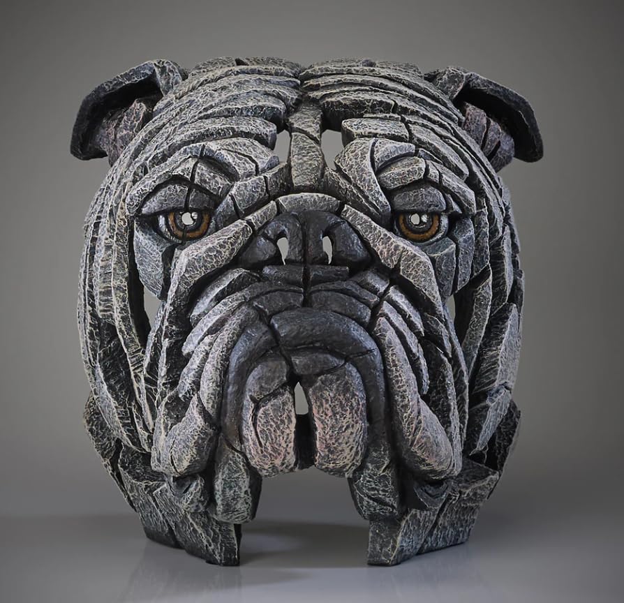 Abstract Bulldog Sculpture, Geometric Bulldog Head Statue, Bulldog Head Sculpture, Polyester Bulldog Wall or Shelf Sculpture, Bulldog Decor
