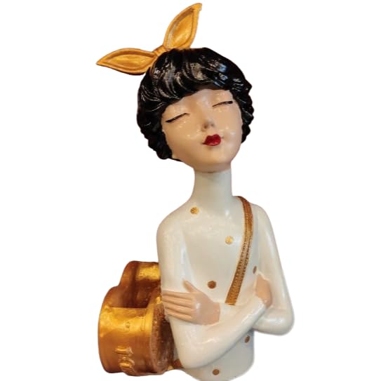 Cute Girl Sculpture with Bag, Girl Sculpture, Elegant Girl Decor, Girl with Bag Decor, Charming Tabletop Decor, Valentine’s Gift Ideas, Girl Sculpture, Girl Statue, Girl Decor
