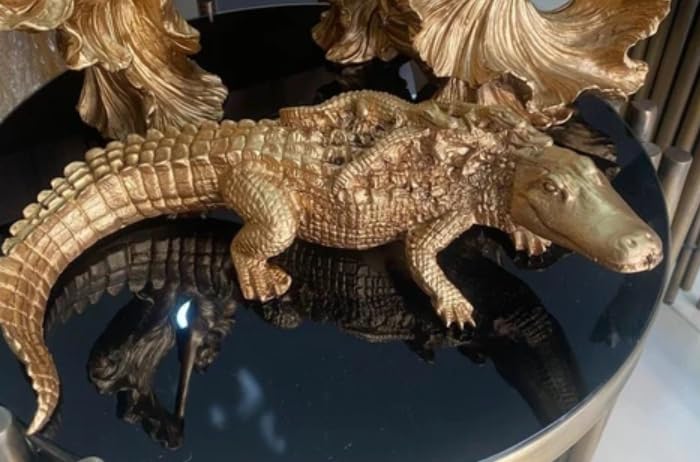 Crocodile with Babies Statue, Handmade Crocodile Statue with Baby Crocs, Crocodile Statue with Baby Figures, Crocodile Sculpture