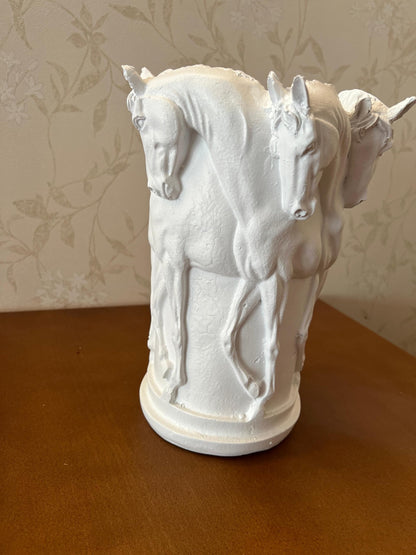 Horse Themed Vase, Gift For Horse Lovers, Decorative Vase With Horses, Horse Motif Decor, Horse Flowerpot, Horse Statue Vase, Horse Vase