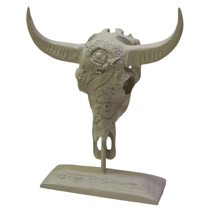 Bull Skull Decor, Western Bull Head Decor, Western Style Horned Bull Head Decor, Bull Skull Statue, Bull Skull Tabletop Decoration