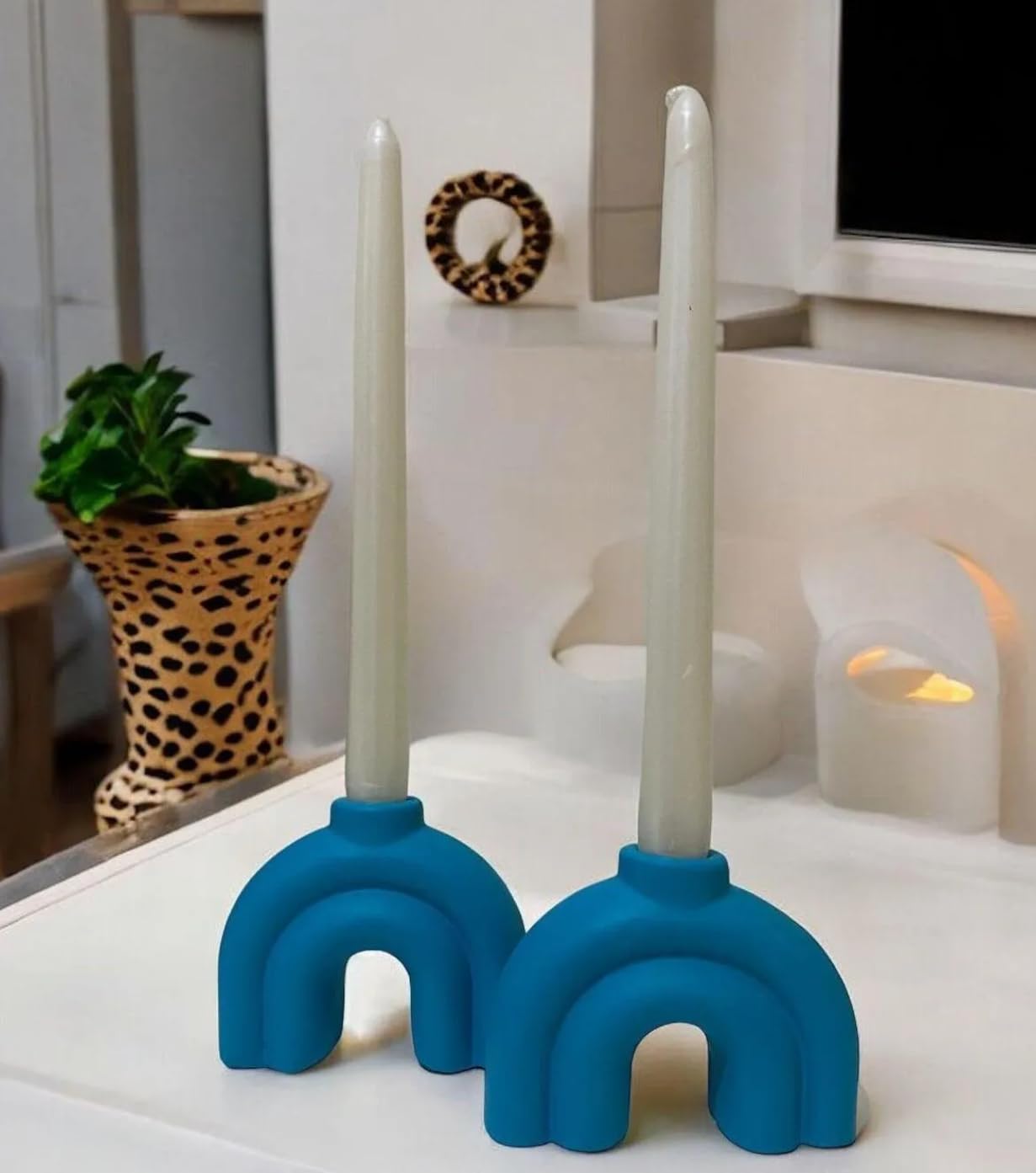 Kerzenständer im Vintage-Stil, Kerzenständer aus Keramik, handgefertigter Kerzenständer, kleiner Kerzenständer, Kerzenständer