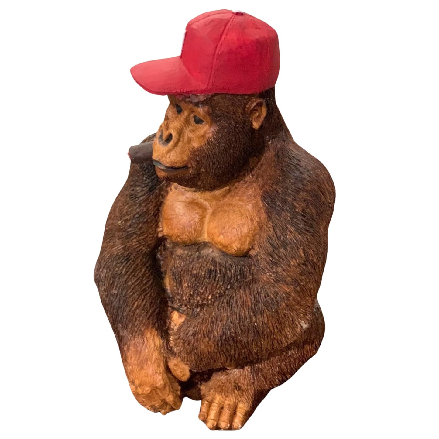 Smoking Gorilla Statue with Cap, Cool Gorilla Smoking Pipe Decor, Urban Style Gorilla Statue with Hat, Gorilla Statue with Cigarette and Cap