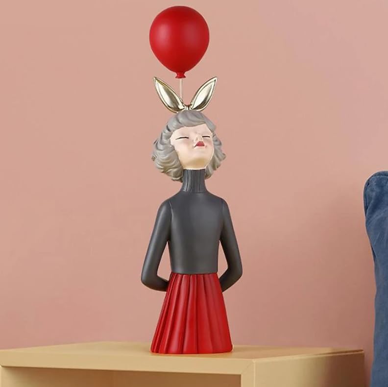 Girl Balloon Statue with Skirt and Bunny Ears, Girl Balloon Statue, Unique Gift Statue, Girl Sculpture Decor, Girl Balloon Sculpture, Girl Balloon Decor, Girl Balloon Objects