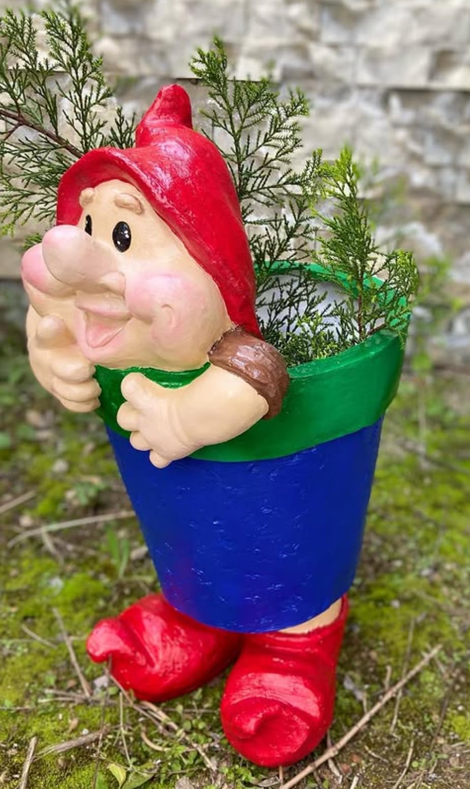 Large Gnome Flower Pot For Garden, Modern Home Garden Plant Pot, Large Polyester Flowerpot, Garden Gnome Decor, Garden Gnome Vase, Gnome Vase, Polyester Flowerpot, Gnome Flowerpot