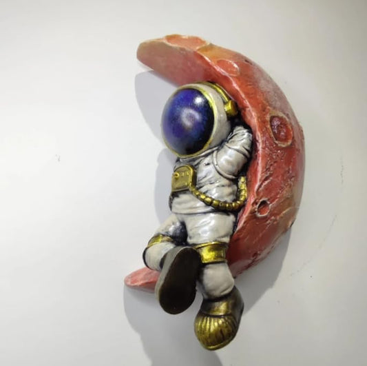 Astronaut Figurines, Astronaut Wall Decor, Modern Astronaut Wall Decor, Space Theme Decor, Astronaut Moon Sculpture, Space Gift Idea, Astronaut Wall Statue, Astronaut Wall Sculpture