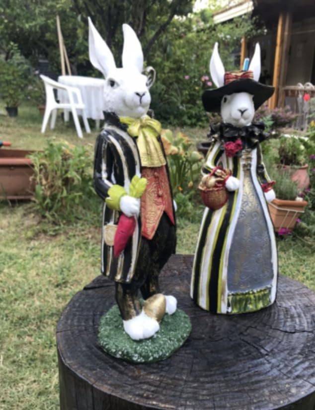 Easter Bunny Decor, Elegant Rabbit Couple, Easter Home Decor, Spring Decoration, Easter Gift, Bunny Sculpture, Easter Rabbit Decor, Easter Rabbit Sculpture
