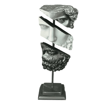 Modern Poseidon Sculpture on Pedestal, Contemporary Poseidon Bust Statue, Polyester Poseidon Head Statue with Stand, Poseidon Face Statue