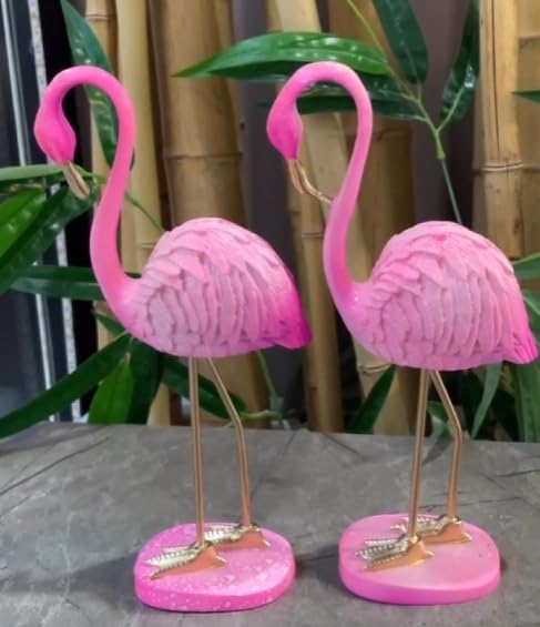 Flamingo Figurine Set, Polyester Flamingo Sculpture, flamingo Figurine, Polyester Flamingo Statue, Flamingo Decor, Handmade Flamingo Art