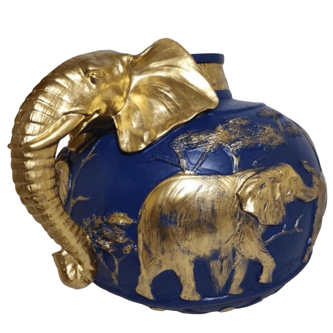 Elefantenvase, handgefertigtes Safari-Dekor, Wildlife Art Decor, Elefanten-Henkelvase, exotisches Wohndekor, Elefantenvase-Dekor, afrikanische Vase, Wildlife Vase