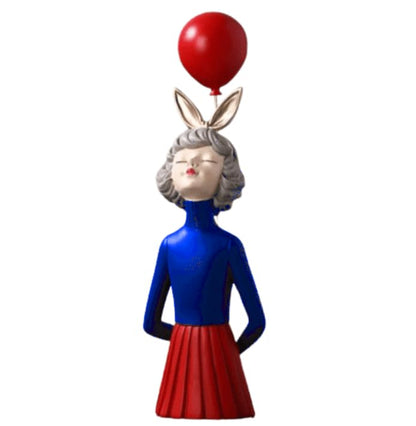 Girl Balloon Statue with Skirt and Bunny Ears, Girl Balloon Statue, Unique Gift Statue, Girl Sculpture Decor, Girl Balloon Sculpture, Girl Balloon Decor, Girl Balloon Objects
