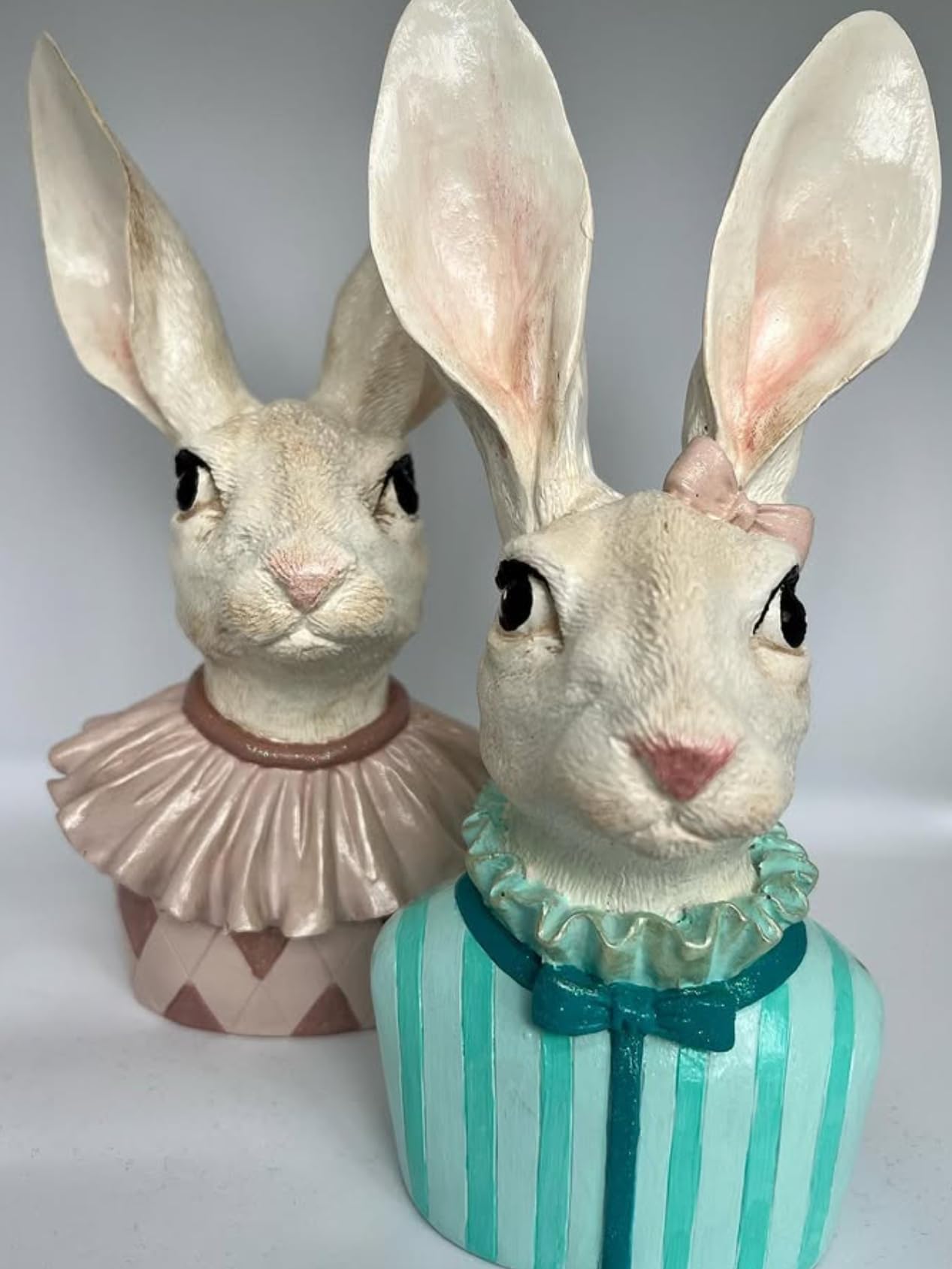 Bunny Bust Figurines, Bunny Bust Decor, Rabbit Figurines Set, Bunny Art Decor, Bunny Decor, Easter Rabbit Figurine, Handmade Rabbit Figurine