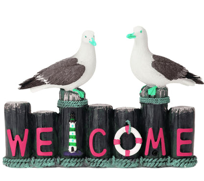 Nautical Seagull Welcome Sign Sculpture, Seagull Welcome Sign, Coastal Home Decor, Nautical Beach Decor, Welcome Sign Gift, Seagull Statue