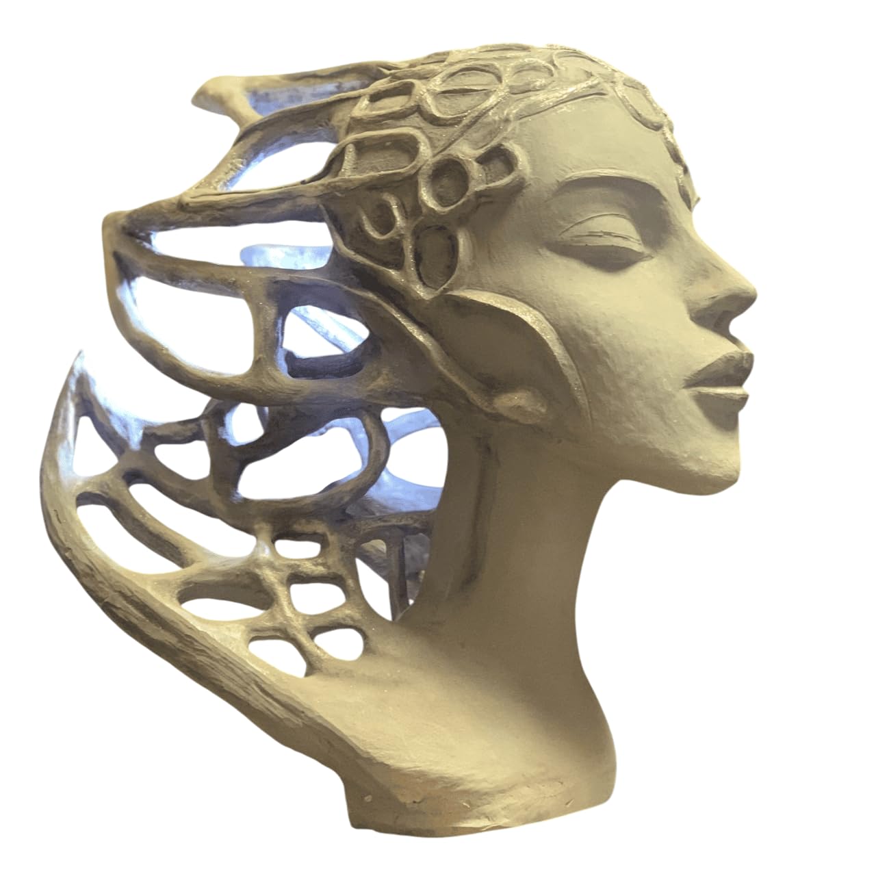 Fantasy Woman Head Sculpture, Modern Ethereal Home Decor Figurine, Gift for Fantasy Lovers, Ethereal Art Statue, Fantasy Head Decor