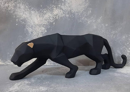 Large Panther Statue, Geometric Animal Figurine, Abstract Panther Sculpture, Panther Decorative Showpiece, Decorative Tabletop Statue