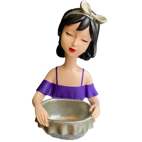 Girl Figurine Decor, Girl With Bowl Sculpture, Handmade Lady Bowl, Cute Girl Figurine Holder, Lady Hamper Figurine, Girl Sculpture, Girl Statue, Girl Decor, Girl Objects