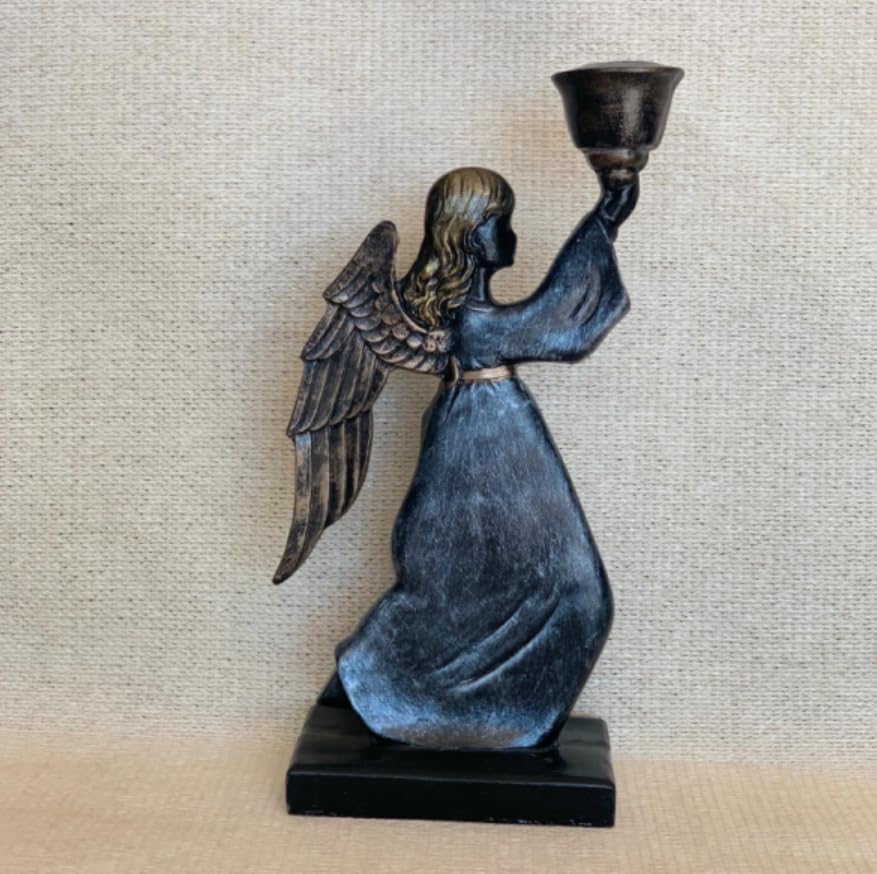 Portacandele a forma di angelo alato, portacandele a forma di angelo, portacandele a forma di angelo, portacandele a forma di bambina, portacandele a forma di statuina di angelo