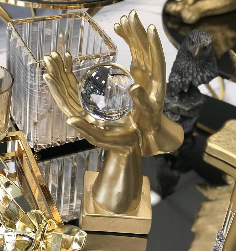Hands Crystal Ball Sculpture, Elegant Hand Statue with Crystal Sphere, Hands Sculpture, Crystal Ball Statue, Mystical Home Decor, Ball Decor, Crystal Ball Decor, Crystal Ball Sculpture