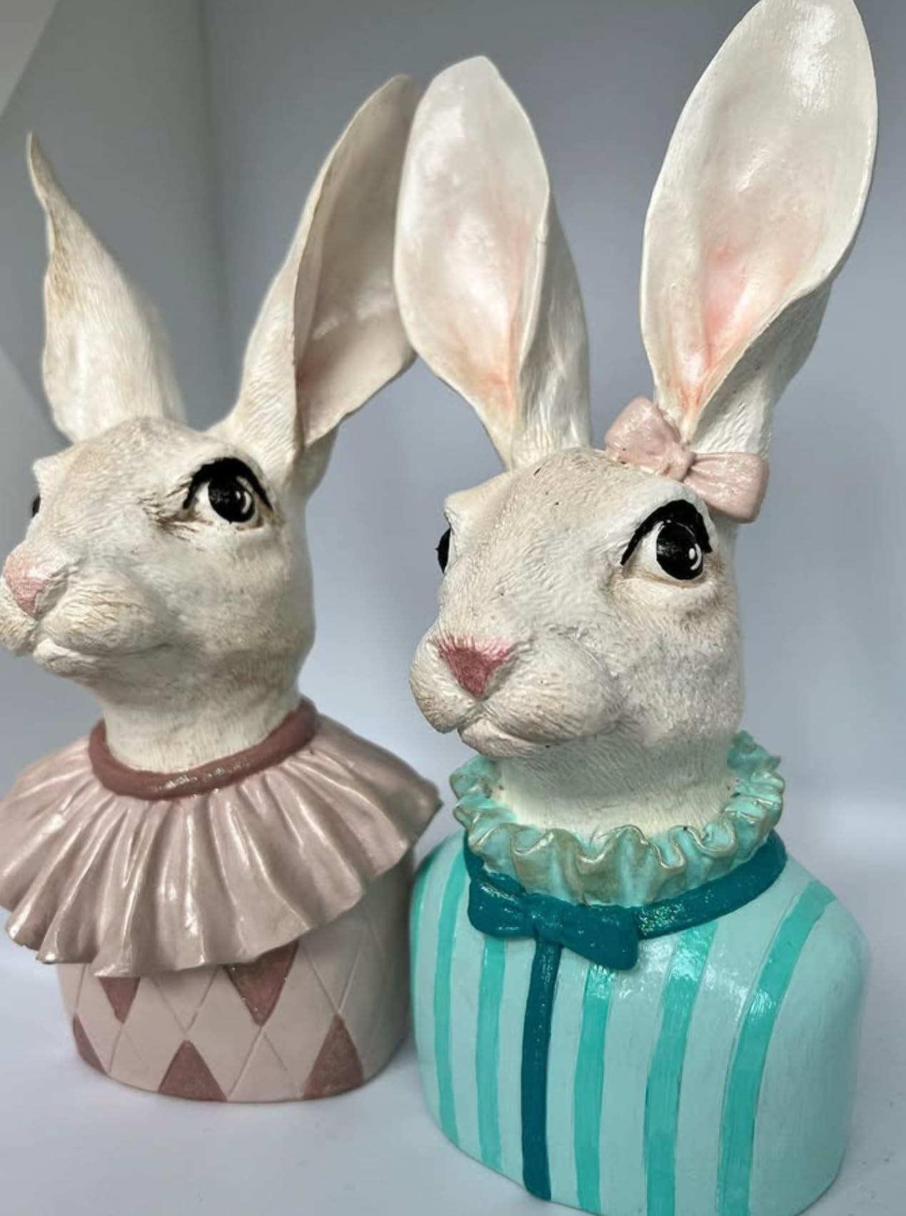 Bunny Bust Figurines, Bunny Bust Decor, Rabbit Figurines Set, Bunny Art Decor, Bunny Decor, Easter Rabbit Figurine, Handmade Rabbit Figurine