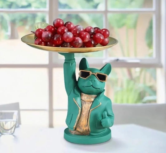 Stylish Bulldog Decorative Tray, Frenchie Figurine, Bulldog Decorative Tray, Dog Lover Gift Decor, French Bulldog Sculpture, Bulldog Decor