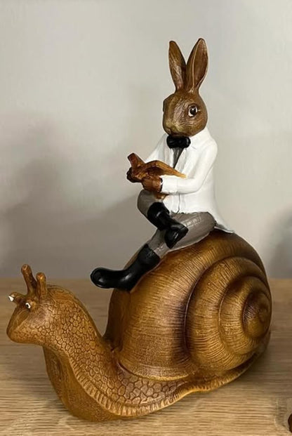 Whimsical Rabbit Snail Figurine, Animal Decor, Rabbit Snail Figurine, Rabbit Snail Sculpture, Rabbit Snail Decor, Rabbit Sculpture, Easter Rabbit Decor, Easter Bunny Decor