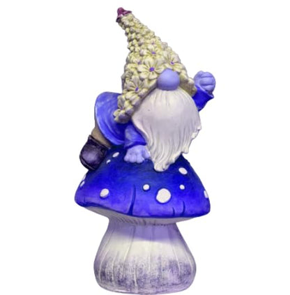 Whimsical Garden Gnome on Mushroom, Mushroom Dwarf Statue, Polyester Dwarf Statue, Garden Gnome Sitting on Mushroom, Dwarf Garden Statue, Mushroom Dwarf Sculpture, Dwarf Garden Sculpture
