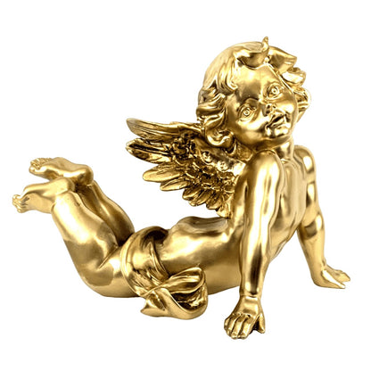 Reclining Angel Statue, Elegant Decorative Cherub Figurine, Reclining Angel Decor, Handmade Reclining Angel Figurine, Elegant Angel Decor, Reclining Angel Sculpture, Reclining Angel Object