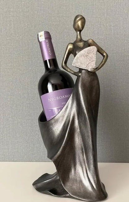 Elegant Woman Wine Rack Sculpture, Lady Wine Holder Statue, Woman Wine Rack, Modern Woman Sculpture Wine Rack, Artistic Bar Decor