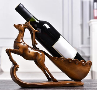 Elegant Deer Wine Rack Sculpture, Decorative Wine Rack with Deer Figure, Stylish Deer Wine Rack Statue, Stylish Animal Bar Decor,