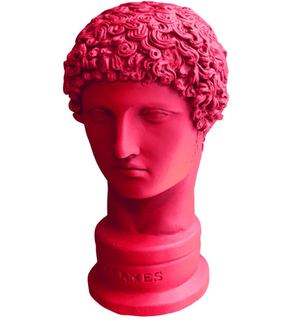 Griechische Hermes-Statue, abstraktes Gesicht, griechische Büstenskulptur, zeitgenössische griechische Mythologie-Skulptur, klassischer Büsten-Wohnakzent