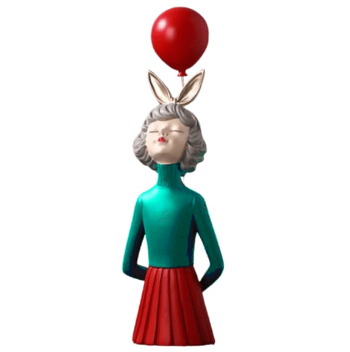 Girl Balloon Statue with Skirt and Bunny Ears, Girl Balloon Statue, Unique Gift Statue, Girl Sculpture Decor, Girl Balloon Sculpture, Girl Balloon Decor, Girl Balloon Objects
