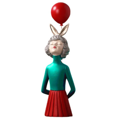 Girl Balloon Statue with Skirt and Bunny Ears, Girl Balloon Statue, Unique Gift Statue, Girl Sculpture Decor, Girl Balloon Sculpture, Girl Balloon Decor, Girl Balloon Objects