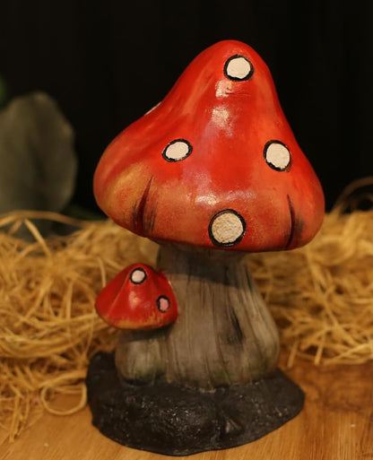 Toadstool Mushroom Figurines Set of 2, Mushroom Home Decor, Toadstool Decor, Whimsical Mushroom Art, Mushroom Figurine Pair, Mushroom Decor