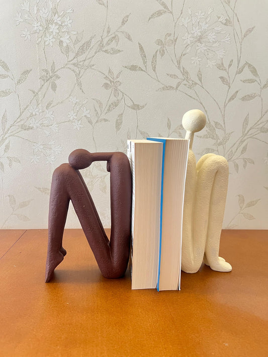 Abstract Bookends Set of 2, Modern Figurines for Shelf or Desk Decor, Abstract Bookends, Modern Bookshelf Decor, Polyester Bookend Set