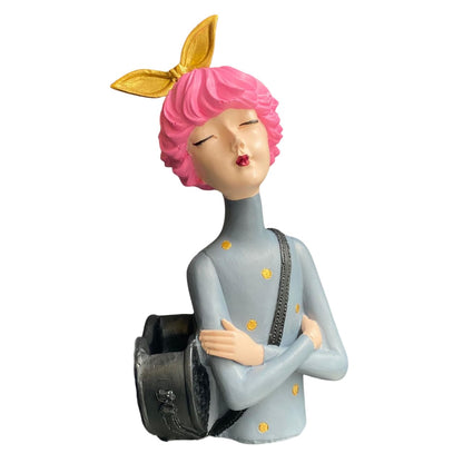 Cute Girl Sculpture with Bag, Girl Sculpture, Elegant Girl Decor, Girl with Bag Decor, Charming Tabletop Decor, Valentine’s Gift Ideas, Girl Sculpture, Girl Statue, Girl Decor