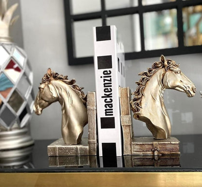 Elegant Horse Bookends, Horse Bookends Decor, Horse Head Bookshelf Decor, Stylish Bookends Gift, Polyester Bookend Set,Horse Statue Bookends