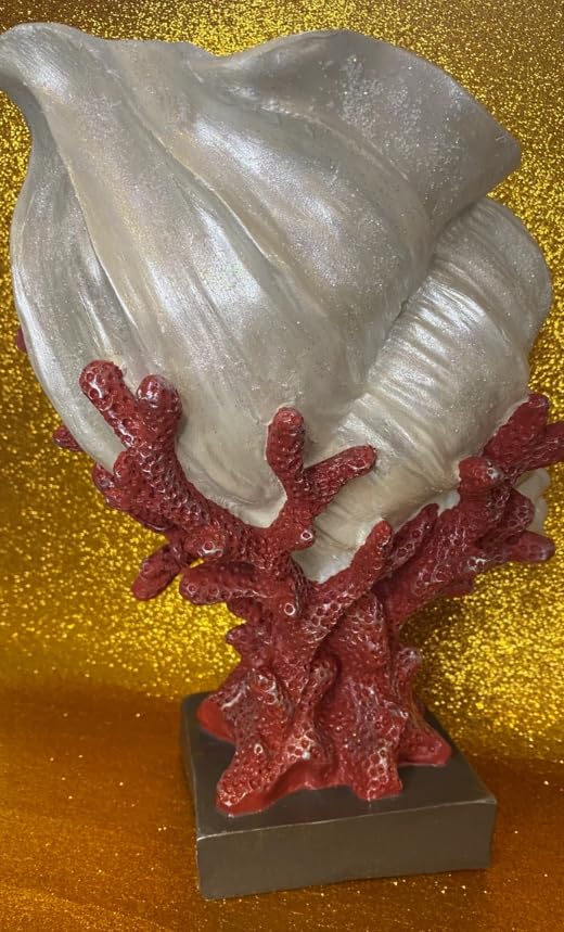 Seashell Vase with Coral Base, Seashell Flower Vase, Seashell Vase, Modern Coastal Shell Vase, Ocean Home Decor, Nautical Decor, Ocean Vase