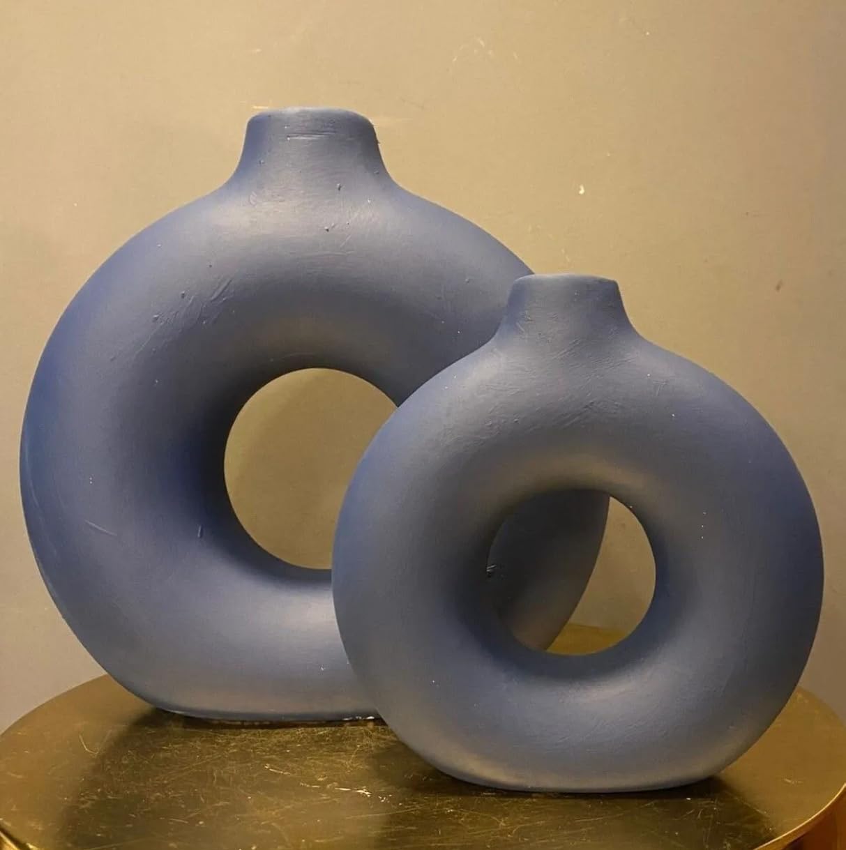 Circle Ceramic Vase Set-2, Minimalist Round Hollow Vase, Handmade Ceramic Vase, Home Decor Accessories, Pampas Flower Vases, Flowers Vase, Circle Vase, Handmade Vase